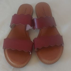 Rock & Candy red leather flat slip on size 9 1/2 sandals.